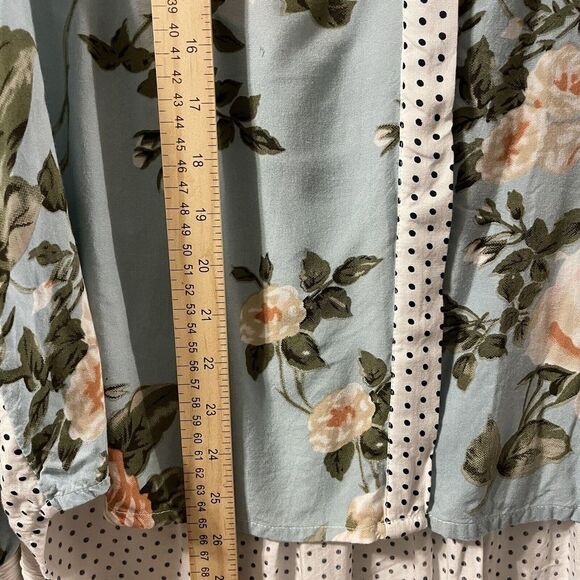 Soft Surroundings Montage Blouse Women's Size Large Blue Floral Polka Dots - Picture 6 of 10